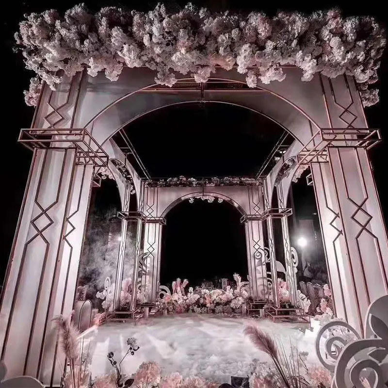Europe Transparent Round Flower Metal Stand Wedding Arch Door Backdrop