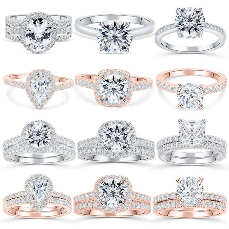 High End Design Platinum plating 925 Sterling Sliver Ring Zircon Wedding Ring