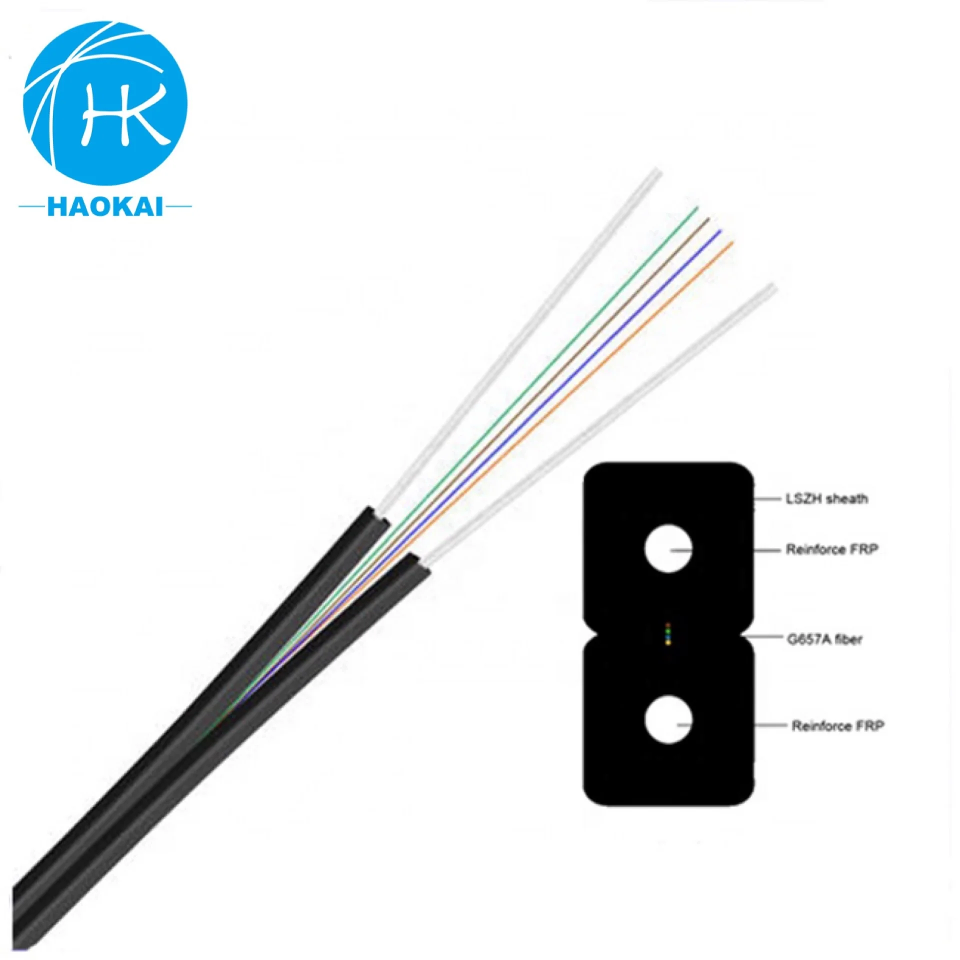 4Core fiber 2F Drop Optical G652d Sm Aerial 2 Core Factory Ftth Fiber Optic Cable