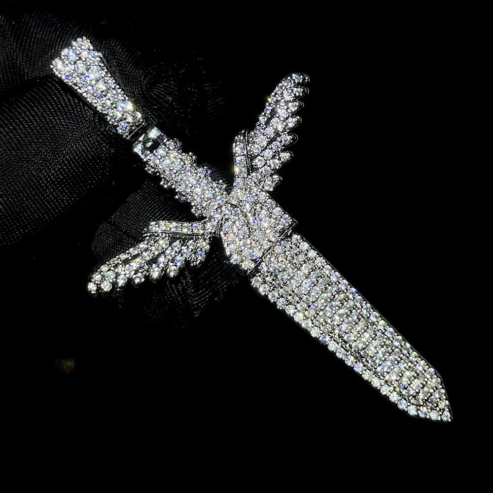 Moissanite Pendant Iced Out Moissanite D Color Diamond Hip Hop Custom Silver Jewelry Sword Pendant