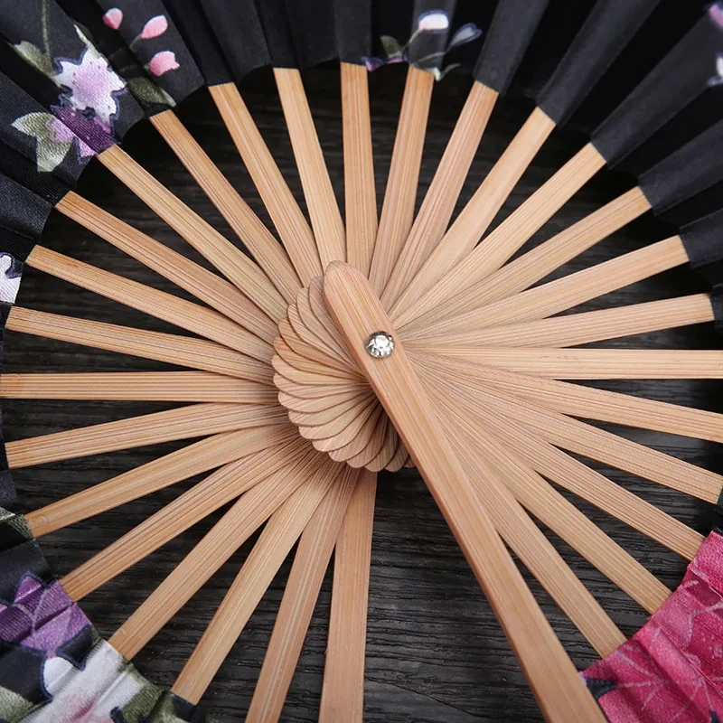 New Style Japanese Sakura Flower Pocket Folding Hand Fan Round Circle Party wedding  bamboo hand fan Decor Gift
