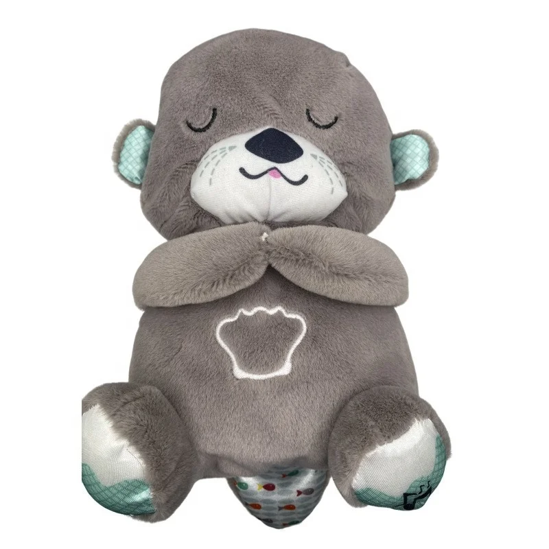DOULUO sleeping bear with music and light hot selling product Stittch Plush toy breathing otter teddy bear with Sound