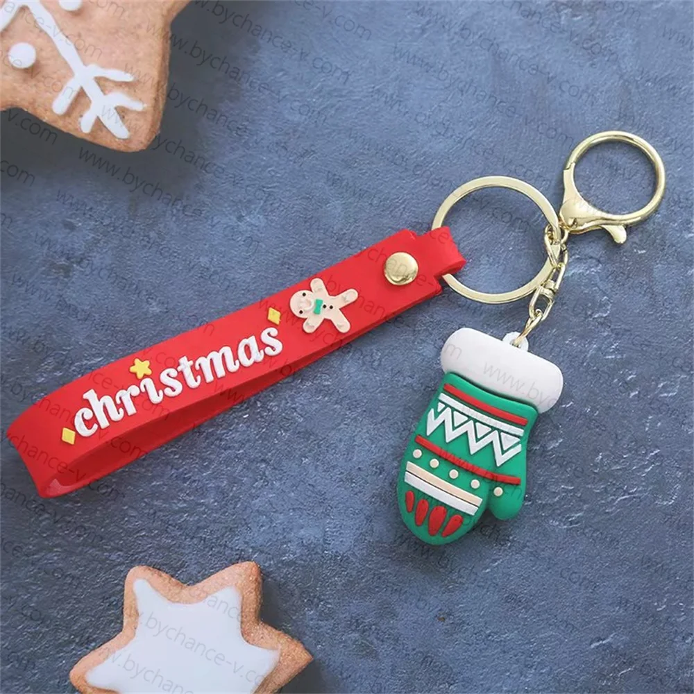 Christmas free gift under 1 dollar party event giveaways Santa Claus plastic cartoon figure keychain for goody bag filler