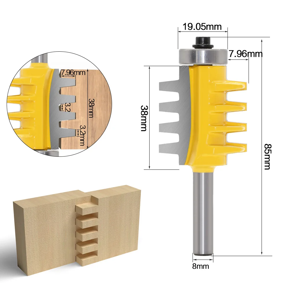 1PC Woodworking Taper Tenon Cutter 6/3.35/8mm Handle Alloy Panel Cutting Milling Cutter Computer Engraving Machine Slotting Tool