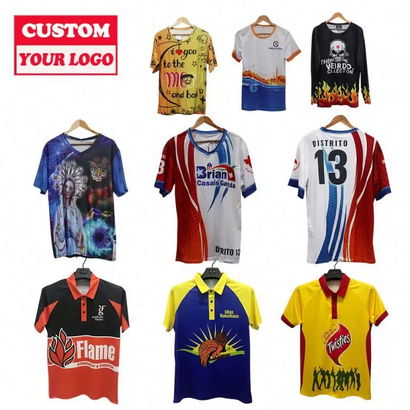 Custom Team Jersey Sublimation Design Uniform Full Shirt Print Custom T Shirt All Over Print Sublimation T Shirts Blank