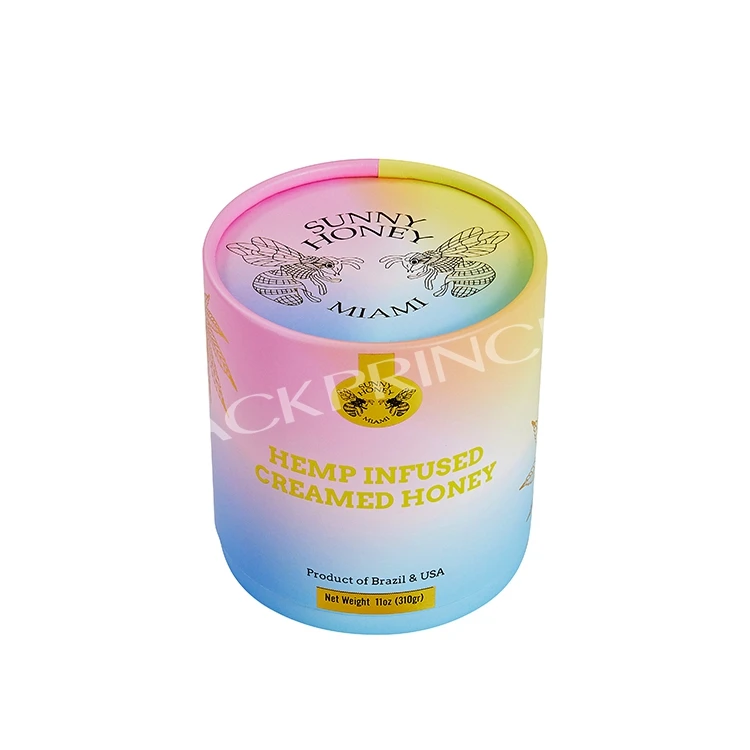 Custom Round Paper Tube Perfume Oil Bottle Honey Jar Cardboard Packaging Colorful Honey Box Elegant Cylinder Box For Honey