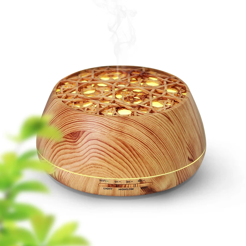 Wood Grain Electric Protabel Tuya Smart WIFI Aroma Diffuser With Bluetooth Speaker And Alexa Voice Control