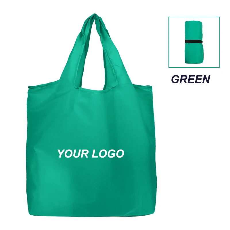 Heavy Duty Expandable Large Big Eco-Friendly Folding Tote Shopping Bag Reusable Foldable Polyester Bag With Logo Printed