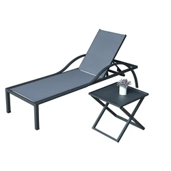 Outdoor Furniture Aluminum And Sling Fabric Swimming Pool Sunbed Sun Lounger