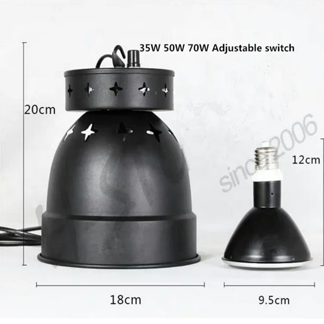 Dimmable 70W Reptile products fixture accessories for reptile box cage tank terrarium enclosure HID black Aluminum cup dome Lamp