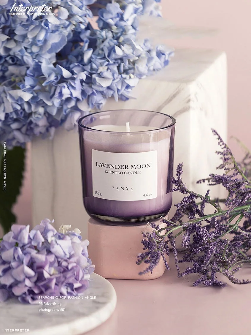 Newest Transparent 130g 4.6oz Lavender Moon Scented Candles Fresh Style Glass Jar Soy Wax Candles