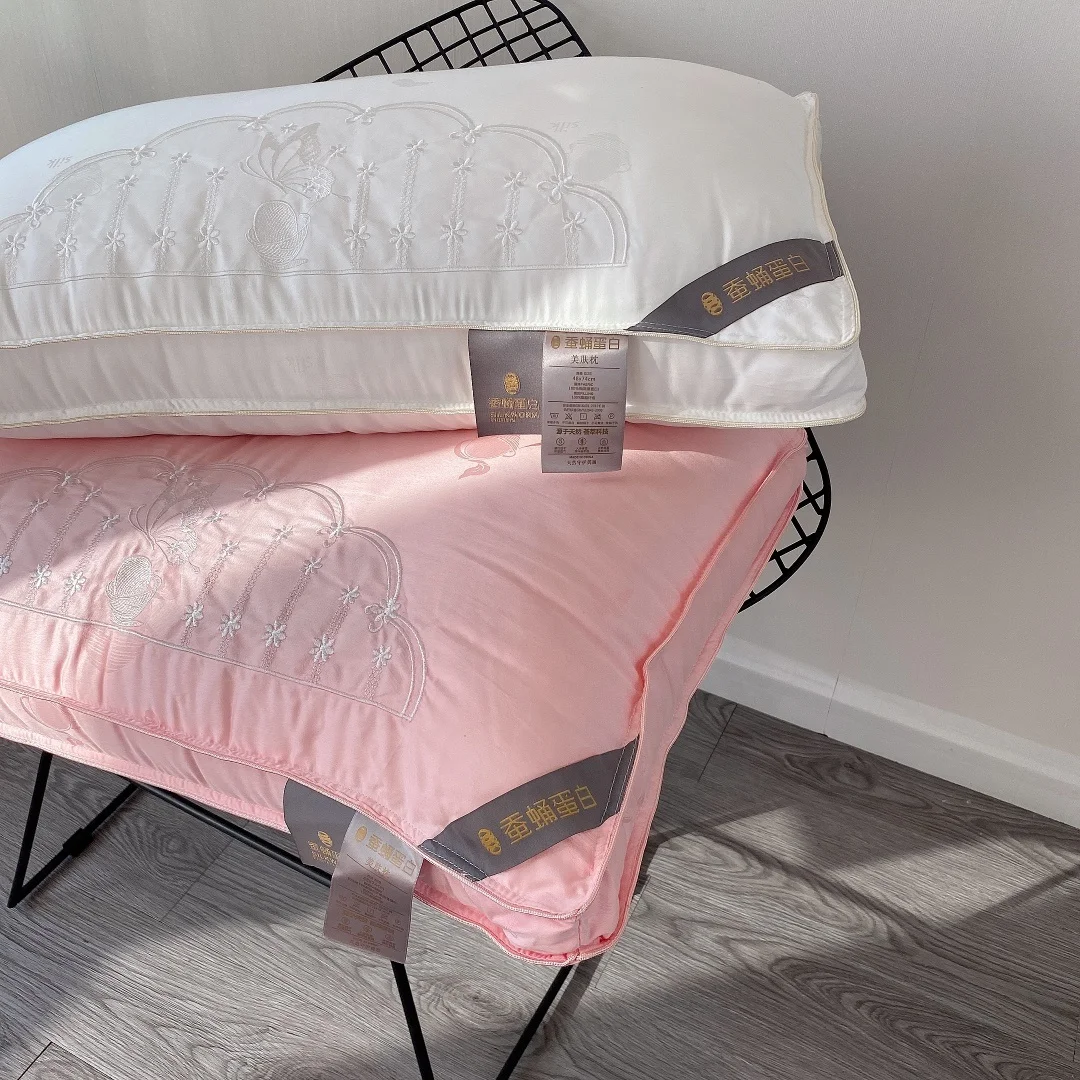 5 Star Hotel Lace Craft Silkworm Chrysalis Protein Down Velvet Pillow Cotton Breathable Custom Hilton Pillows