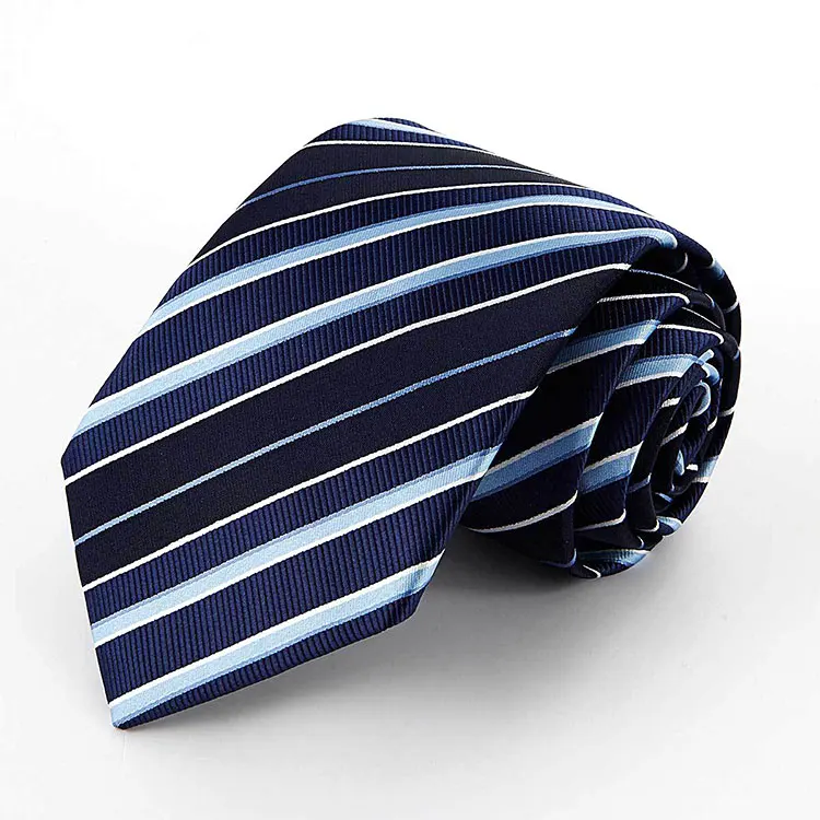 Custom Narrow Slim Skinny Fashion Stripe Jacquard Silk Necktie Set With Gift Packaging