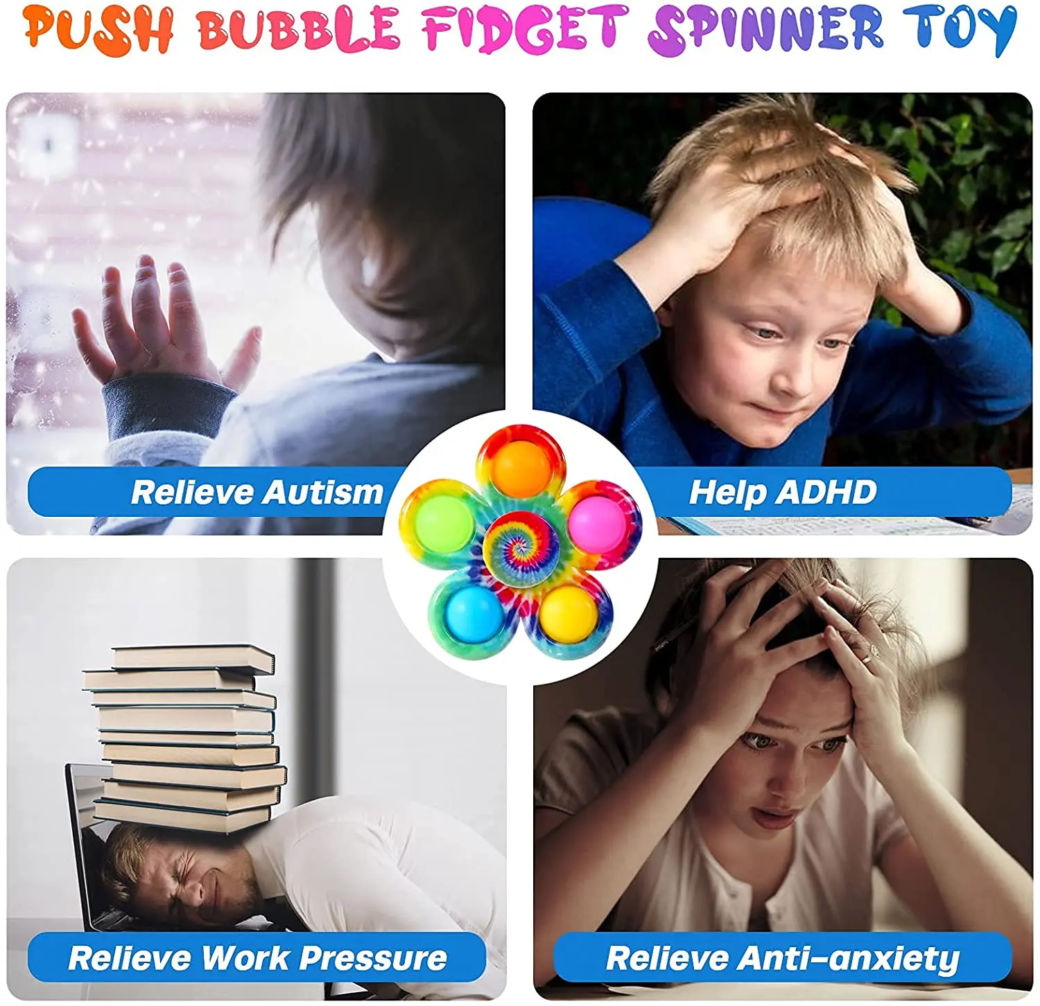 Amazon Top Seller PopIt Fidget Toy Spinner Toy Pop Dimple Fidget Toys Stress