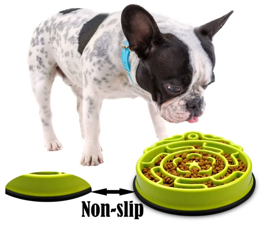 Interactive pet products for cat food bowl slow eating Puzzle plastic non skid feeder dog bowls rounded pet bowl