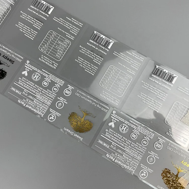 Waterproof Clear Label For Essential Oil Bottle Cosmetic Sticker Bottle Label Silk Screen Printing Cosmetic Transparent Label