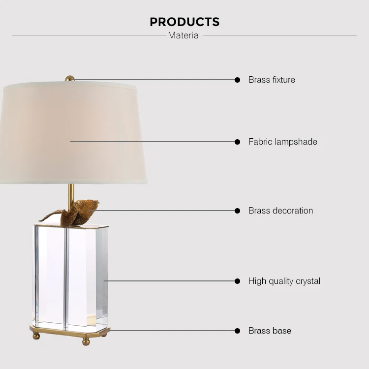 Fashion Modern Art Deco Solid Brass Home Goods Luxury Crystal Table Lamp for Wholesale