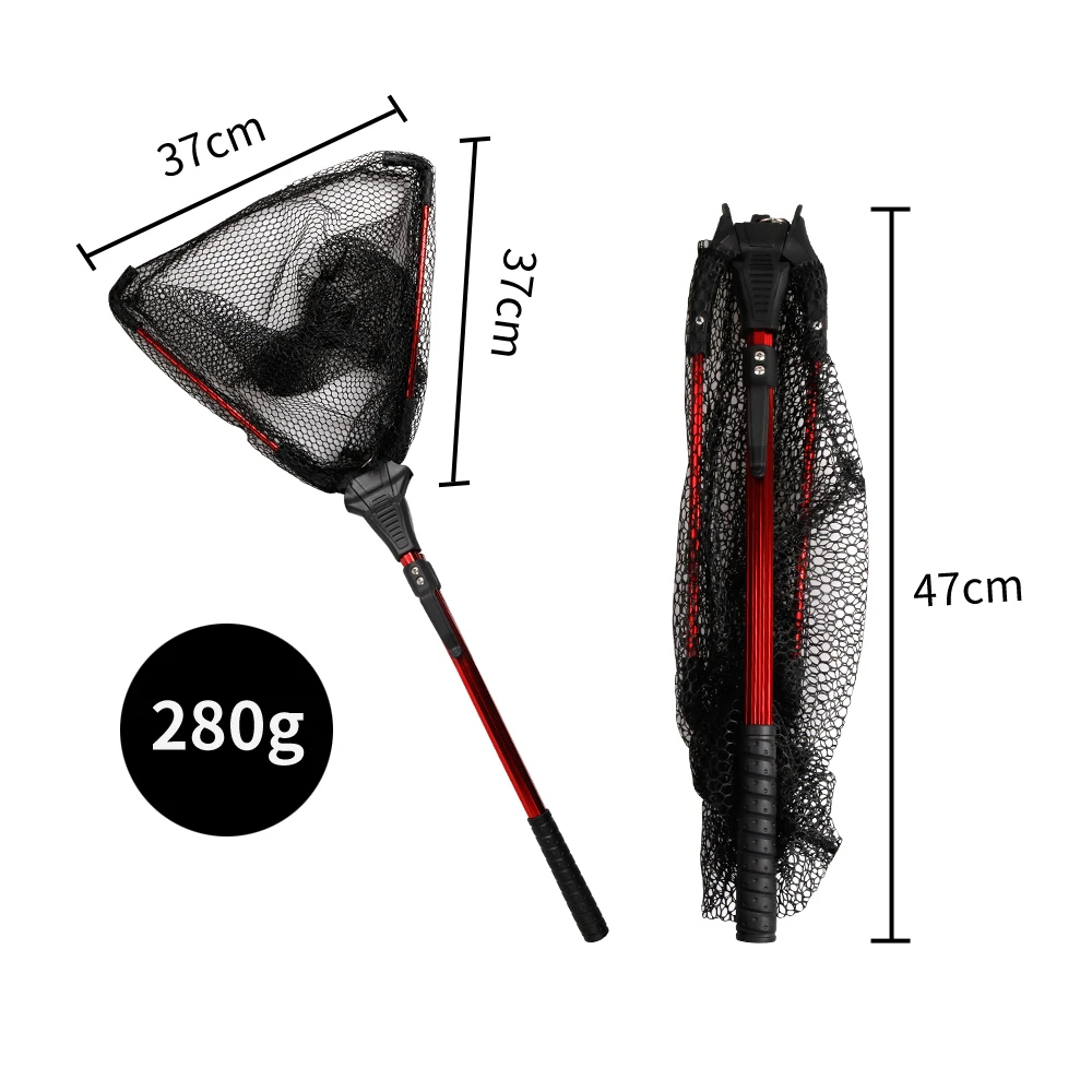 LUSHAZER 80cm 280G carp abs aluminum alloy foldable landing single section nylon handle fish lake ocean hand net fishing