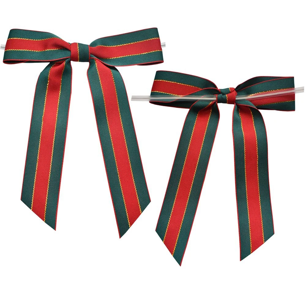 wholesale eco friendly christmas gift box big plaid shinny custom flower satin Ribbon hair bow