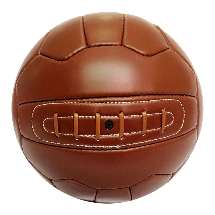 High Quality Hand Sewn 18 Panels Retro Soccer Ball Real Leather Football