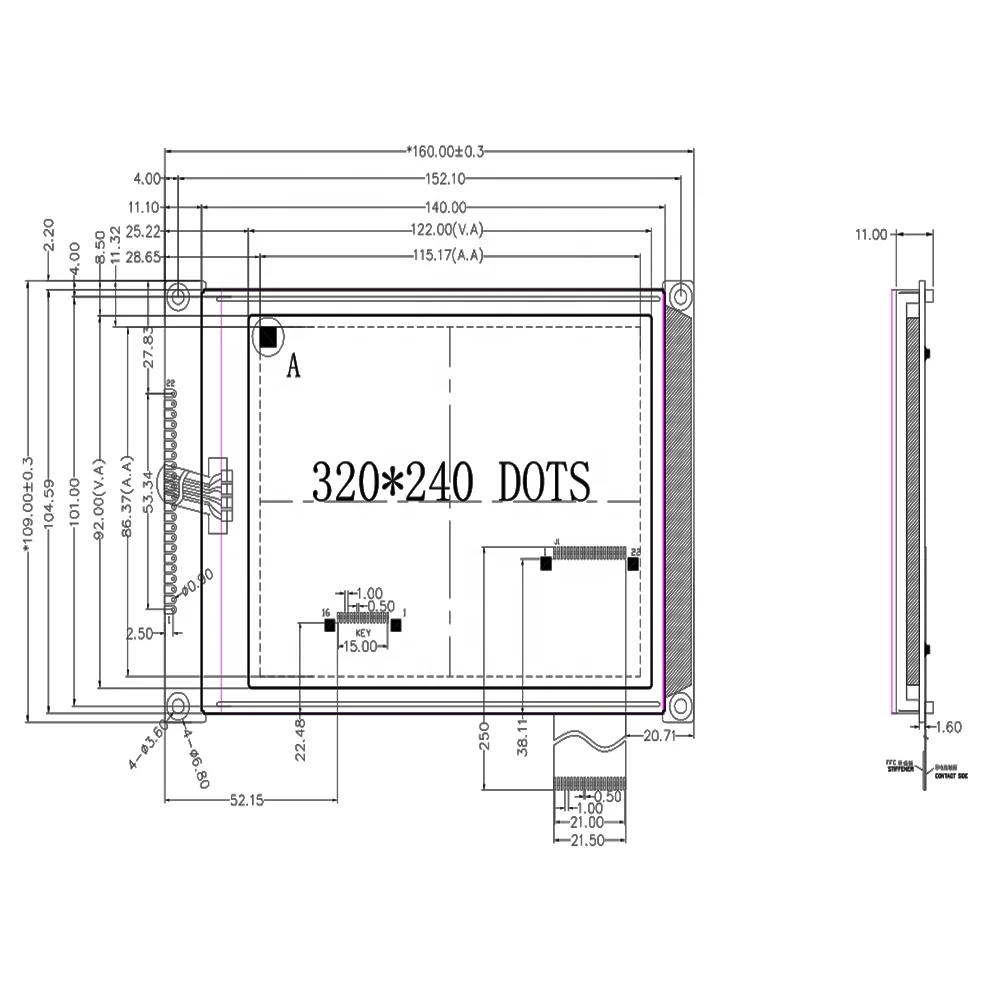  Монохромный модуль Ra8806/ra8803 5 7 дюйма 320x240 контроллер