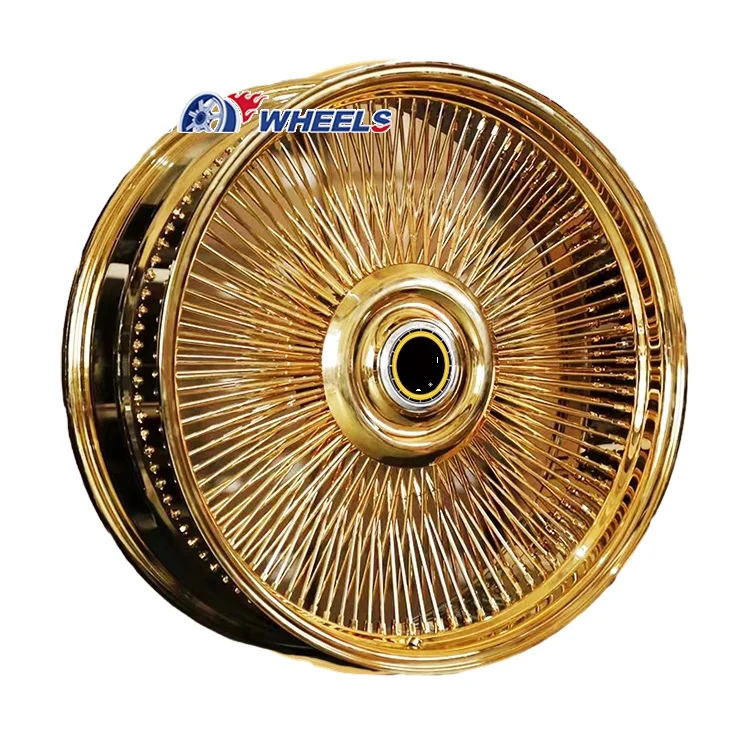 KELUN Bread 18 20 22 24 26 Inch Rims Spoke Wire Wheels Gold Forged Knock Offs Wheel Aluminum Custom Alloy Chrome 4 Pieces 78.1mm