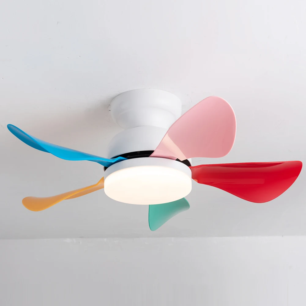 Modern Bedroom Energy Saving Reversible DC Motor 32 Inch 5 ABS Blade Flush Mount Quiet Ceiling Fan With LED light