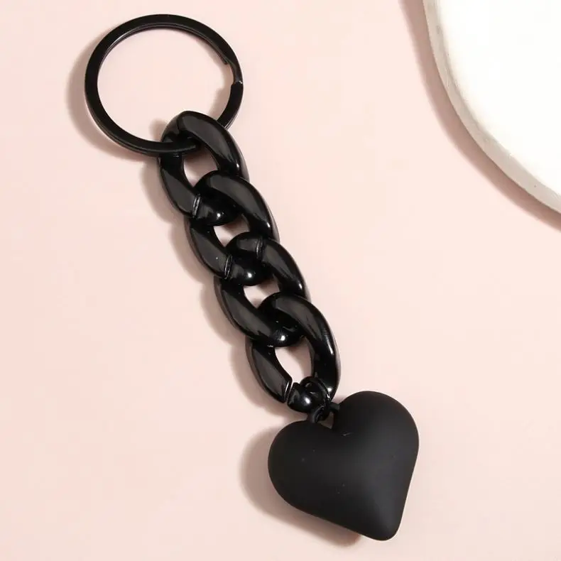 Women Girls Handbag charms Pendant accessories Jewelry Gifts Handmade Heart Key chains Acrylic Plastic Link Chain Key Rings