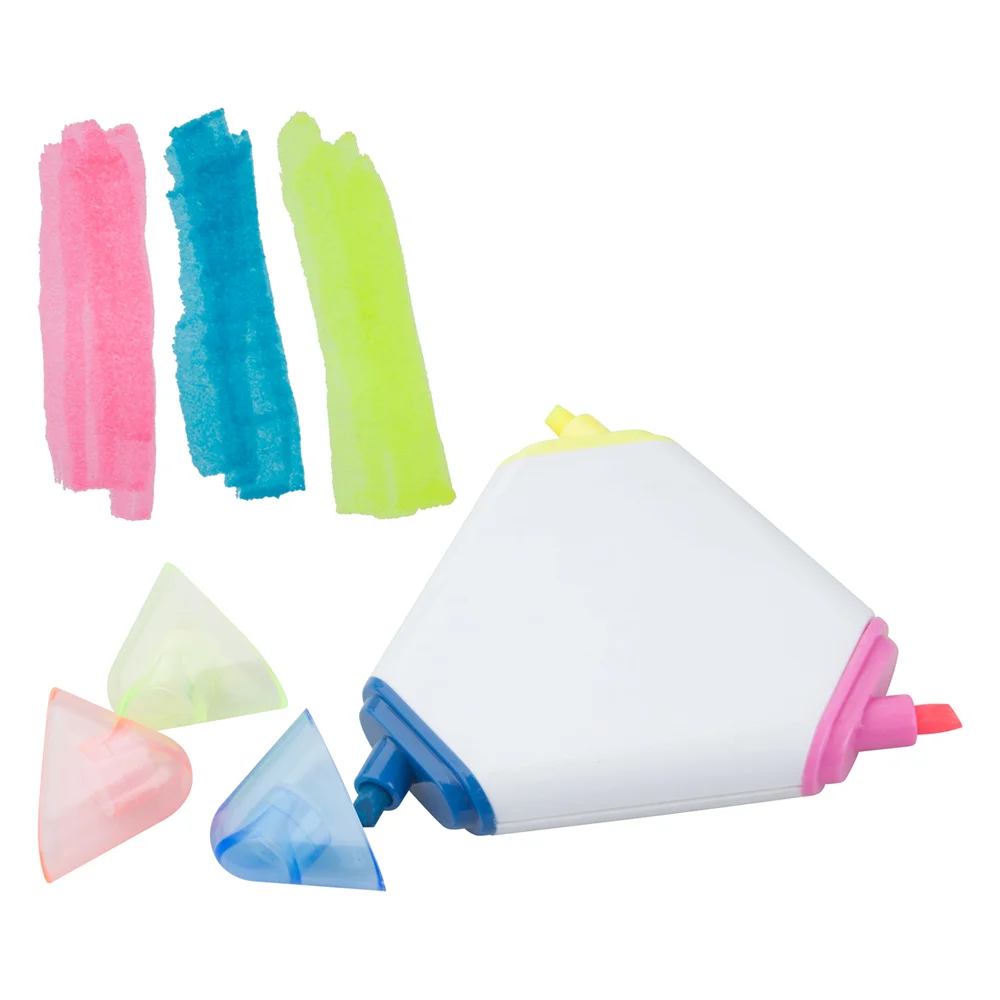 Wholesale Promotional Triangle Highlighter Marker Pen Custom Logo School Gift 3 Colors Highlighter Pen