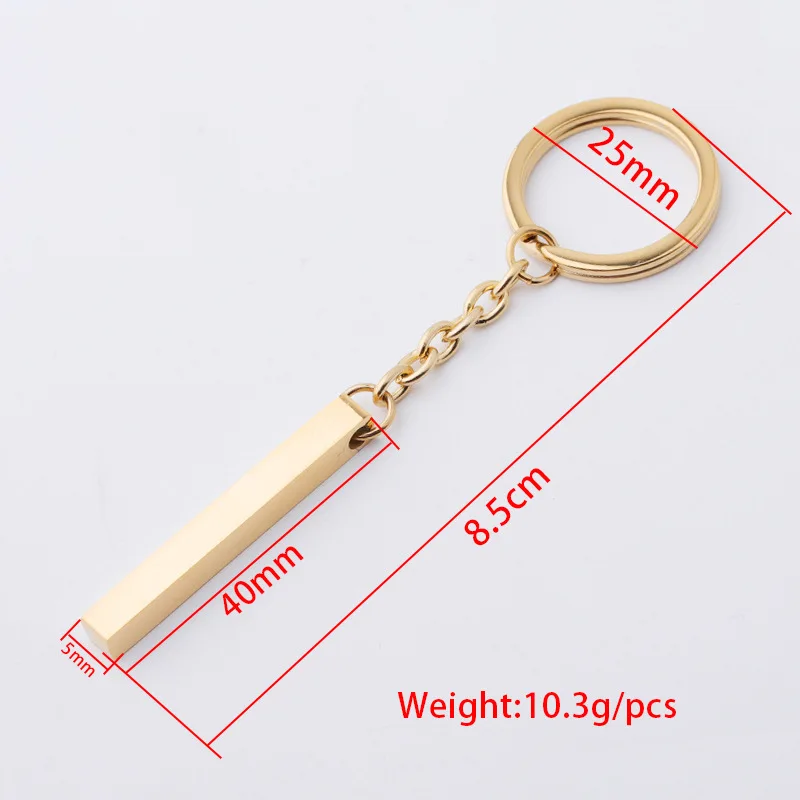 Metal Craft Laserable Engravable Custom Stainless Steel LOGO ID Blank Bar Tag Pendant Chain Key Chain Key Ring Keychains