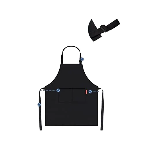 100% Cotton Black Kitchen Apron With Custom Design& Colors Adjustment Straps Chef Apron Friendly Cotton Cooking Apron