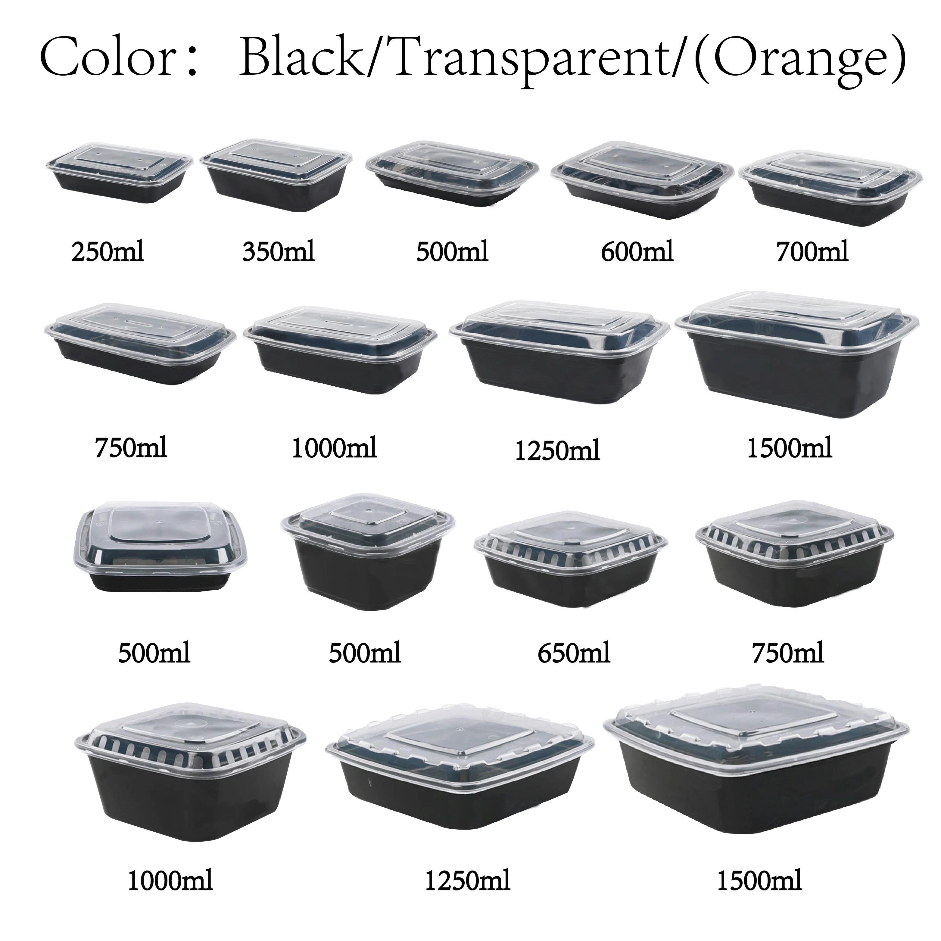 650ml square Take Away Clear Microwave PP Plastic Bento Salad Food Disposable Lunch Box With lids food grade take out container