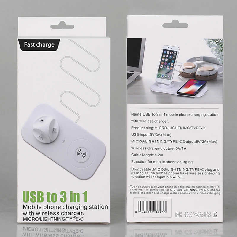 2020 New fast levitating universal 3 in 1 light portable wireless 15w charger foldable Factory wholesalesupport customization