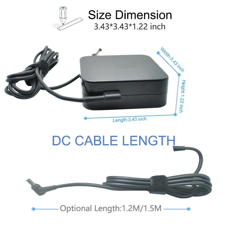 New Square Power Supply Laptop Charger for Asus 19V 4.74A 90W 5.5x2.5mm ADP-90YD B EXA1202YH