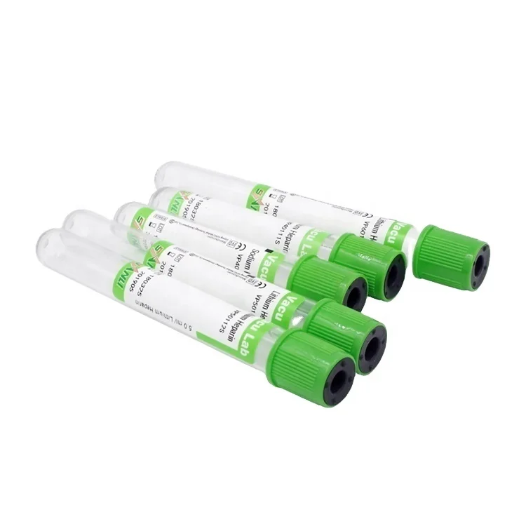 Disposable SANLI Blood Collection Tubes Sodium Heparin green tubes PET Glass 2-10ml lithium cheap price