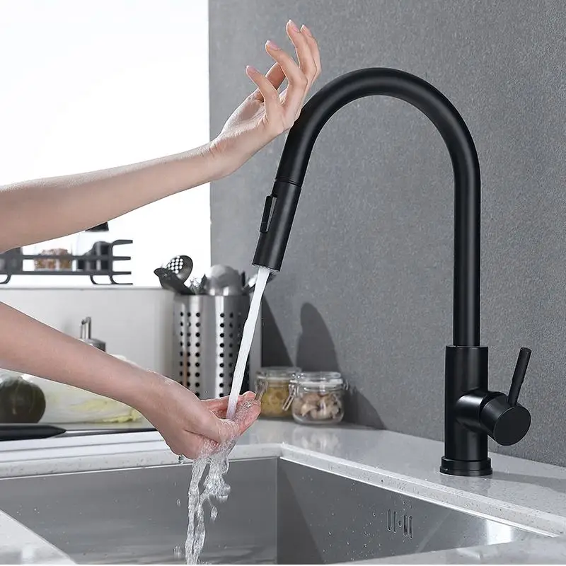 High Quality 2 Water Flow Modes Touch  Kitchen Pull Down Faucet