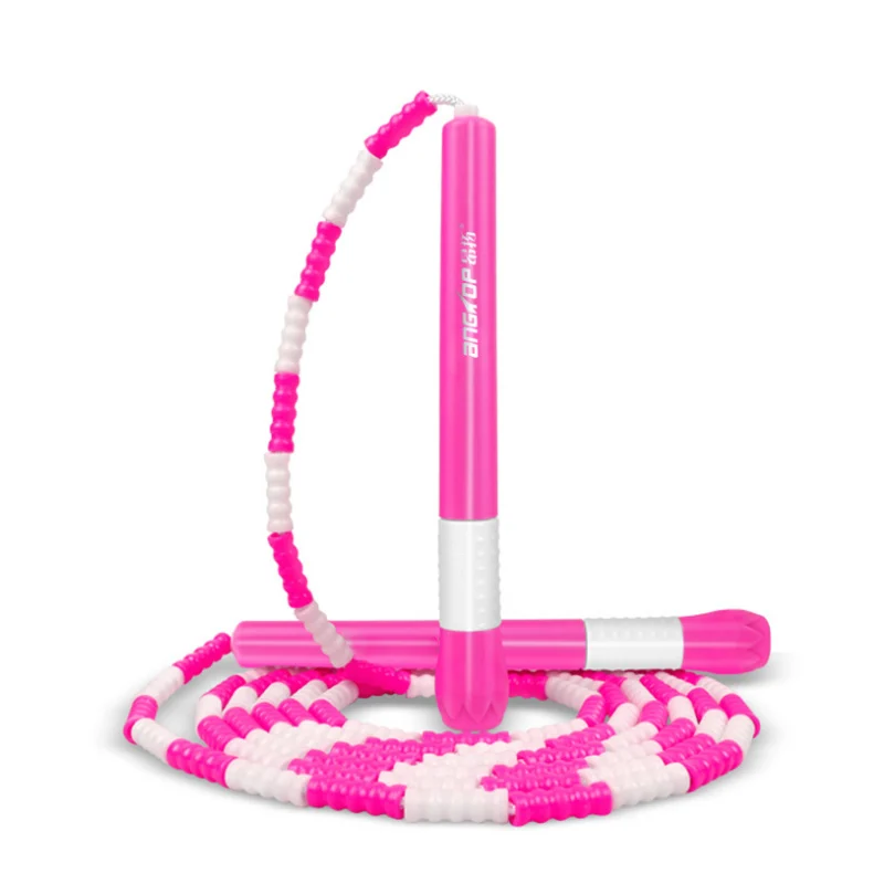 Rope skipping single adjustable Beaded plastic handle soft bamboo grain pattern jump rope