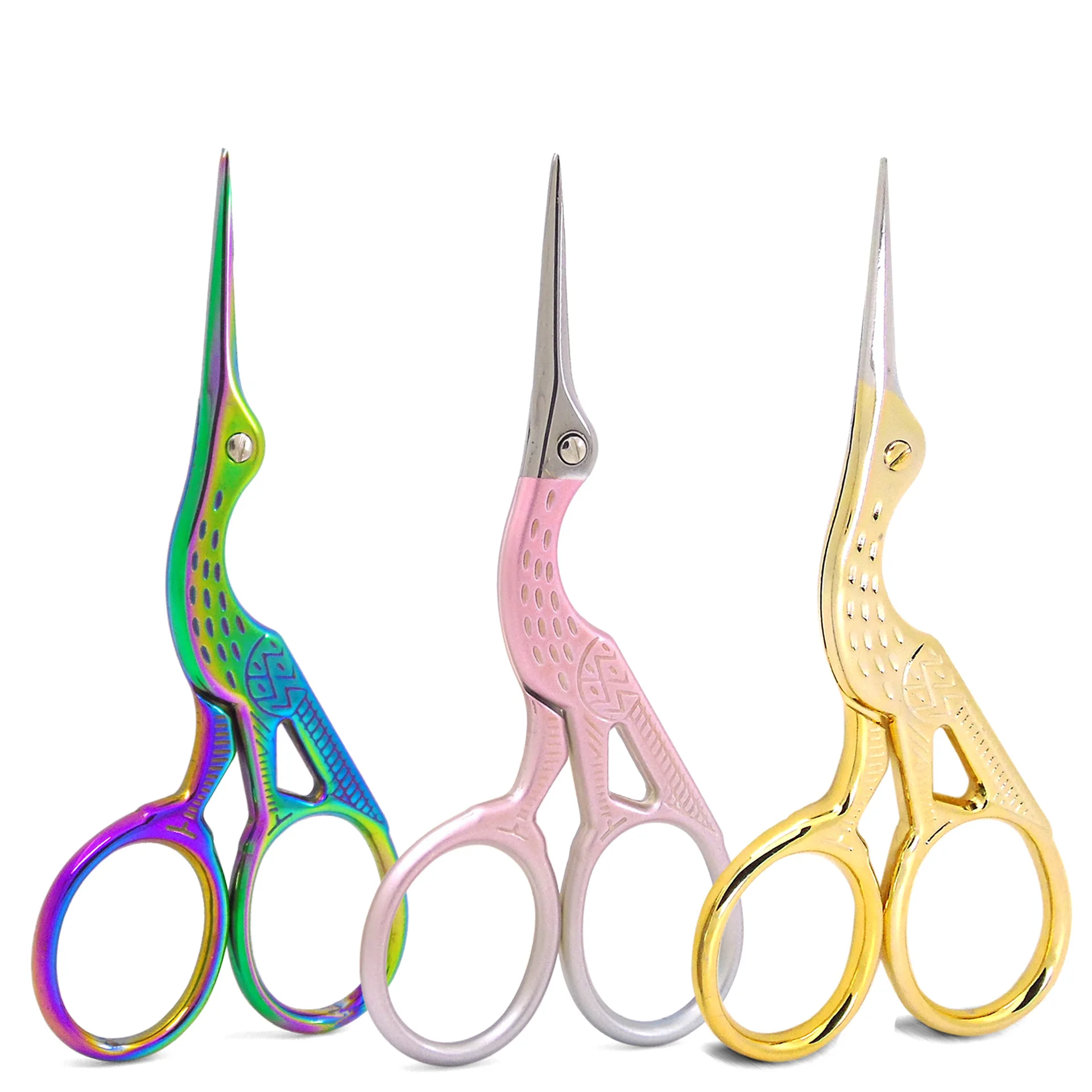 Stainless Steel Embroidery Nail Cuticle Remover Eyebrow Trimming Scissors Makeup Tools Crane Beauty Scissors