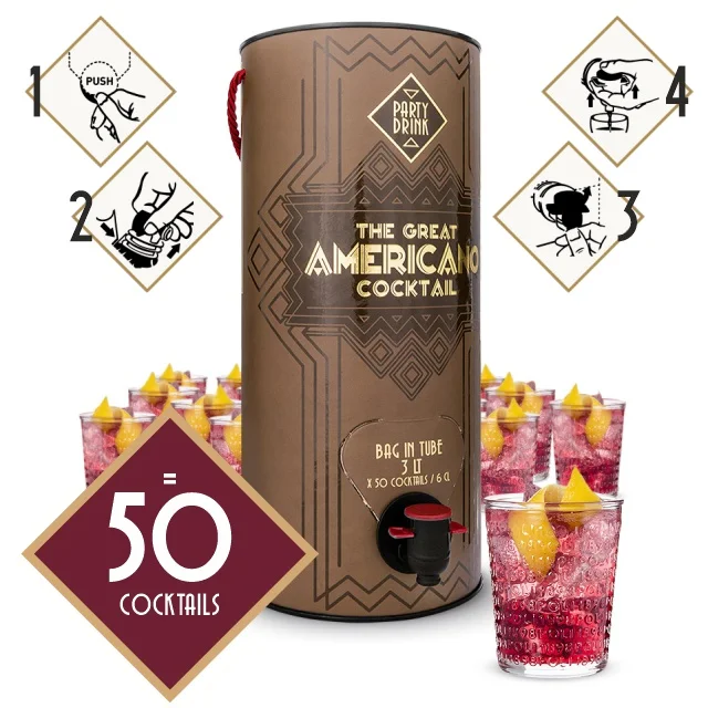 Top quality Italian 3000 ml Americano Bag in Tube for 50 Cocktails Ready to Drink for retail perfect for party