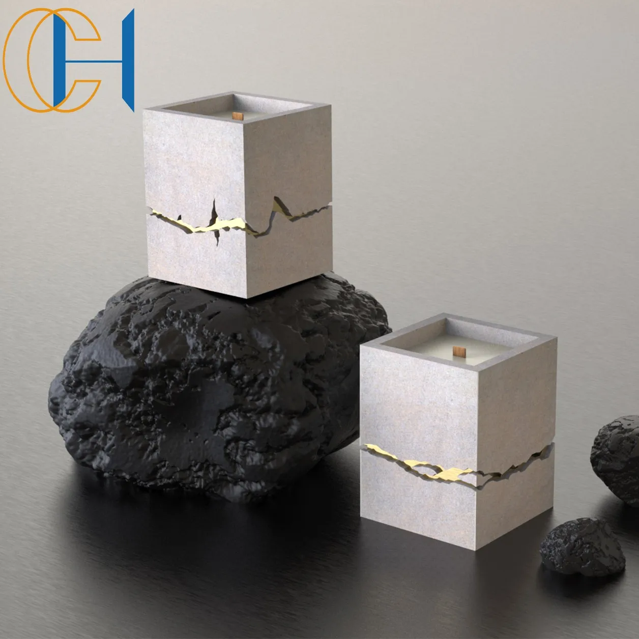 C&H Original Designed OEM Custom Fragrance Luxury Modern Style Cement Vessels Custom Private Concrete Candles
