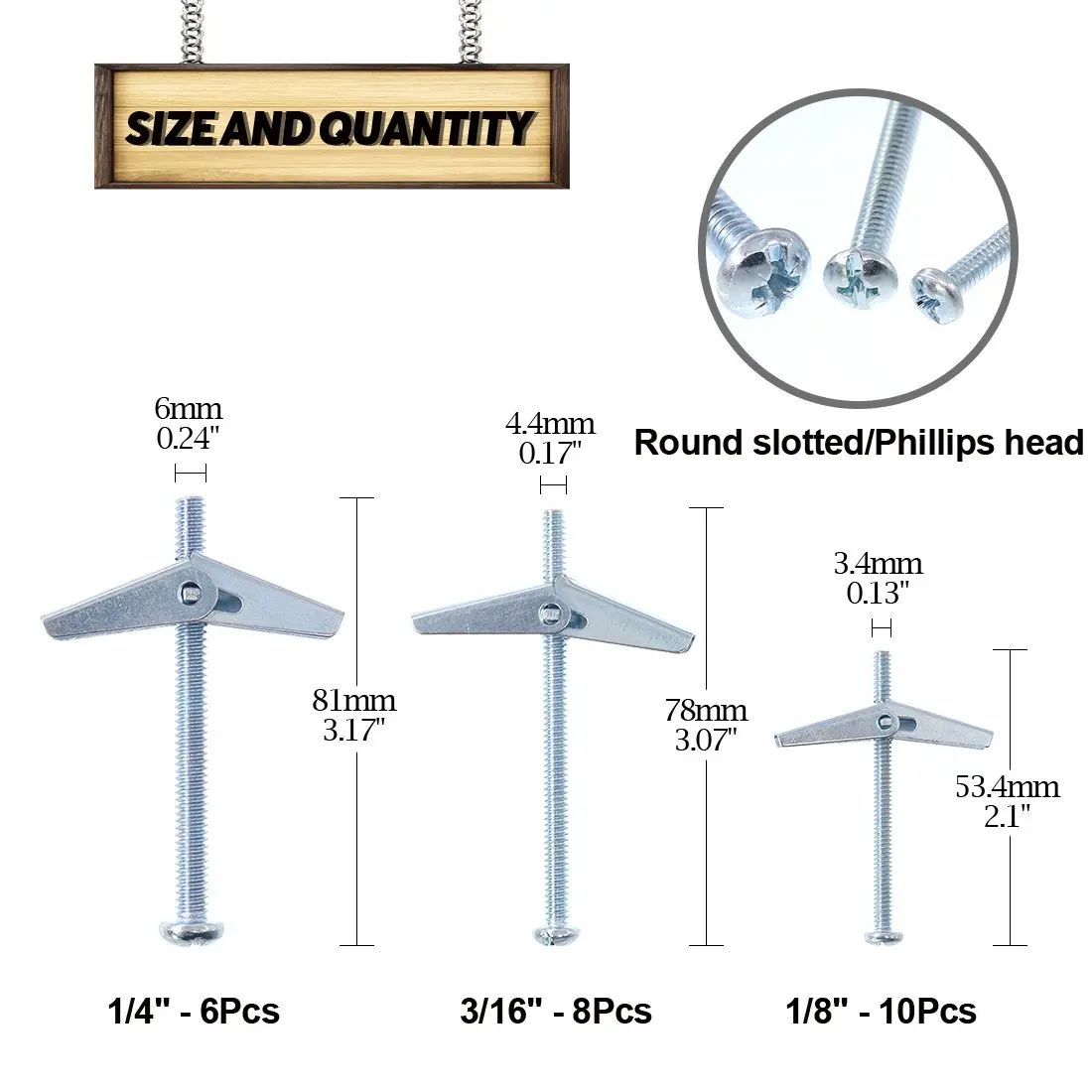 Spring Metal Anchor - Zinc Plated With  Screw