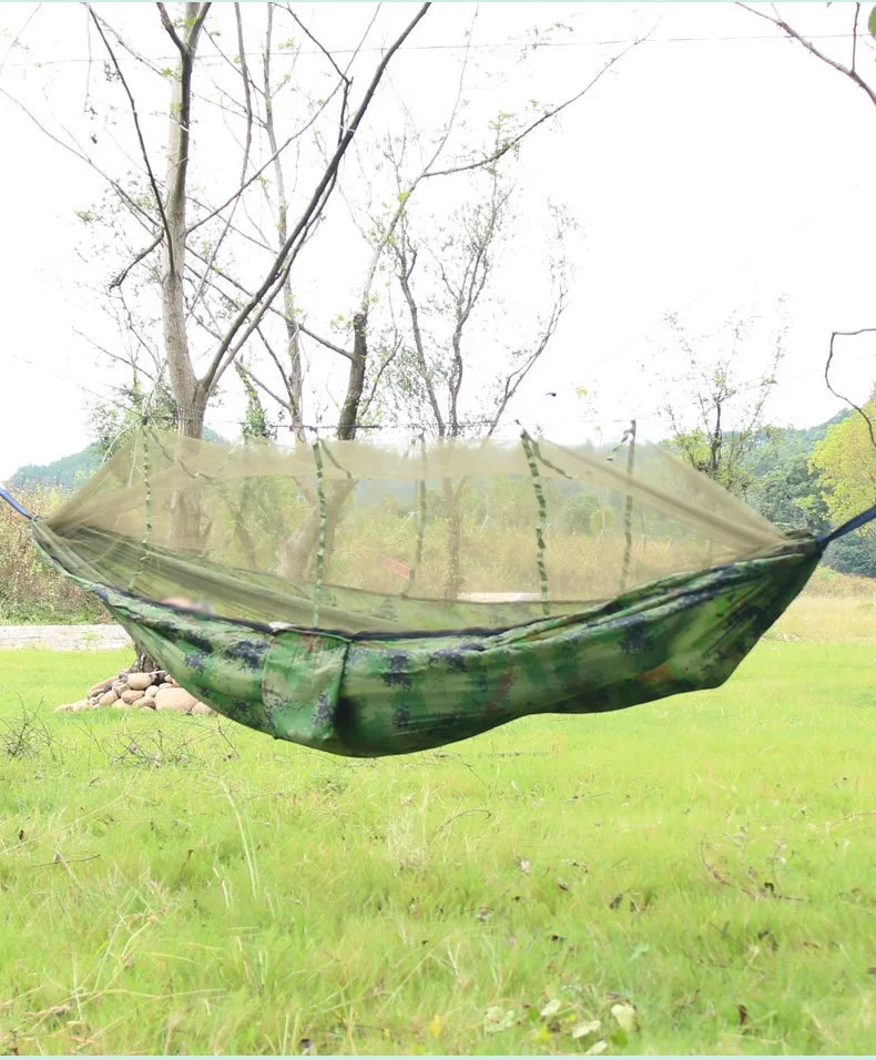 1PCS Mosquito-Proof Mosquito Net Hammock Nylon Hammock With Tree Belt Use For Outdoor Beach Terrace Hiking Camping Park