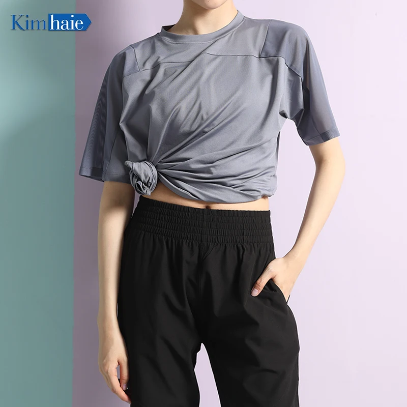 
Sports Women T shirt Short Sleeve Breathable Solid Color Outdoor Gym Running Yoga T shirt 