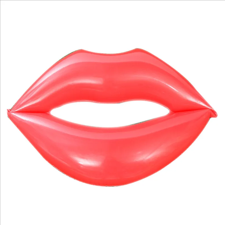 Outdoor PVC inflatable summer adult beach swimming red lips water floating swim pool float