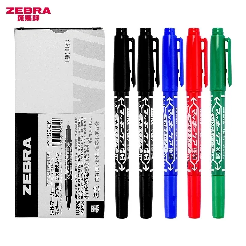 Zebra Best Selling Permanent Marker Pen Double Tips Red Black Blue Green