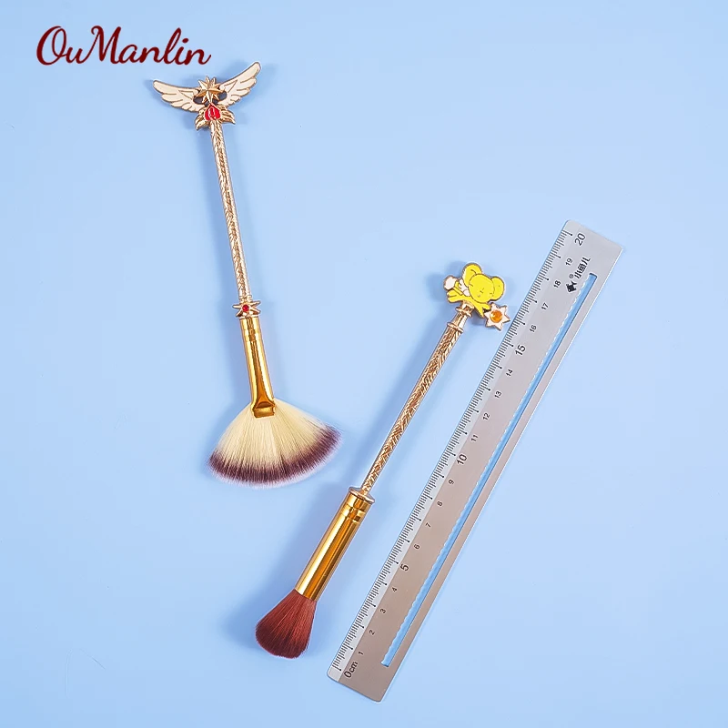 
OumanLin Limited Edition Card Captor Sakura Sailor Moon 6pcs Makeup Cosmetic Brush Set Gold Metal Beauty Tool 
