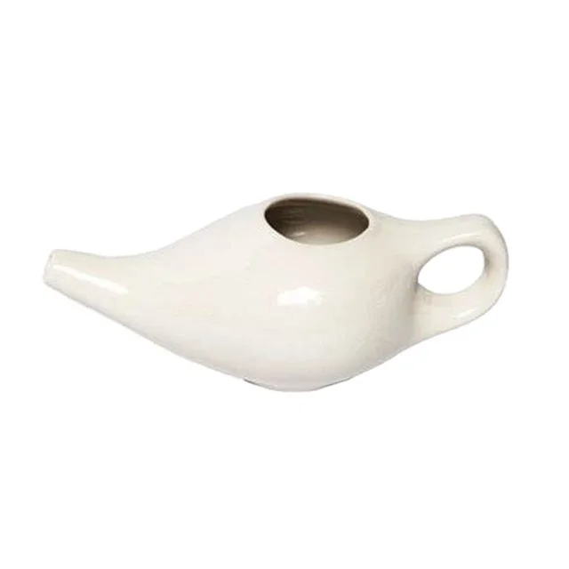 factory direct health care Colorful ceramic white small jal neti pot with handle nasal care for sale
