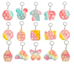 Wholesale Hot Sale Bubble Keychain Silicone Finger Pressure Reducer Toy Keyring Silicone Beads Keychain