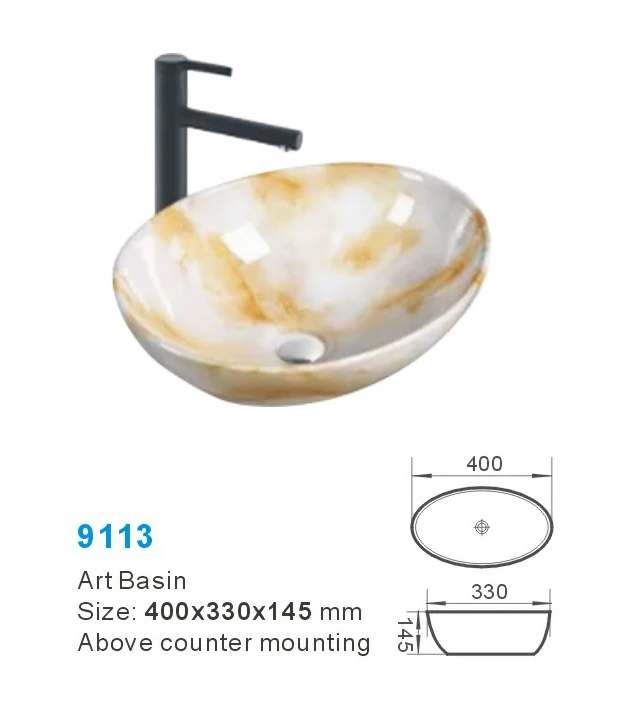 European Style Faction Oval Above Counter Basin Designer Sanitary Ware High Quality Counter Top Art Basin