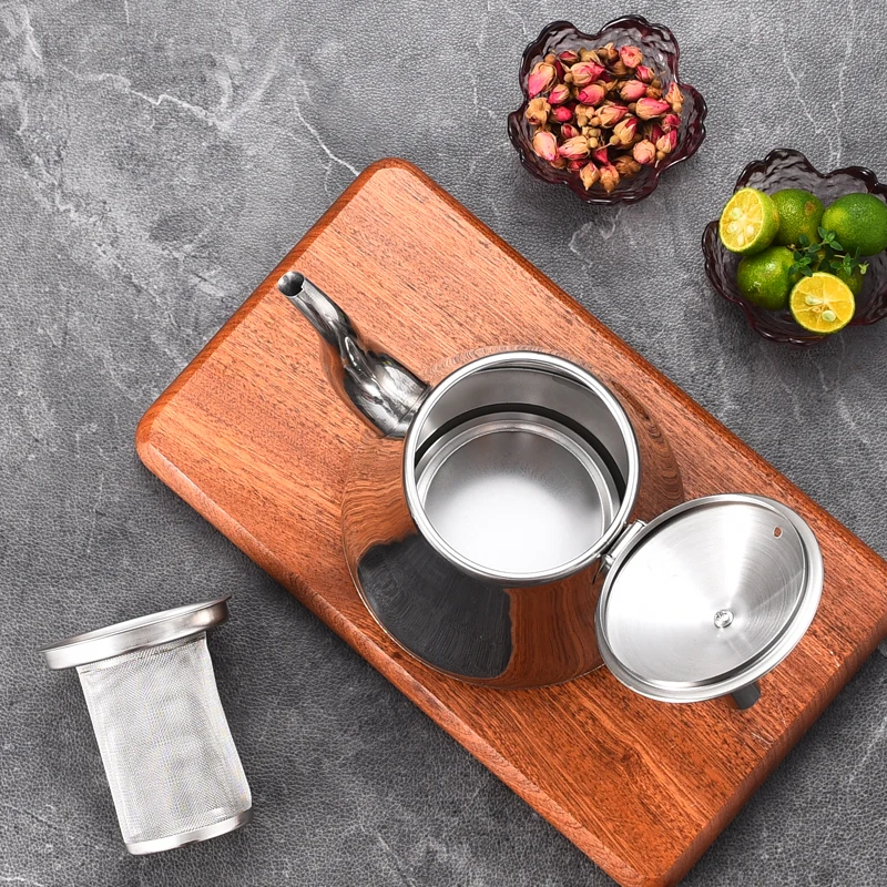 Yuedisi Factory Stainless Steel Classic Pot Coffee Kettle Tea Kettle with Tea Strainer Induction For Hotel Restaurant